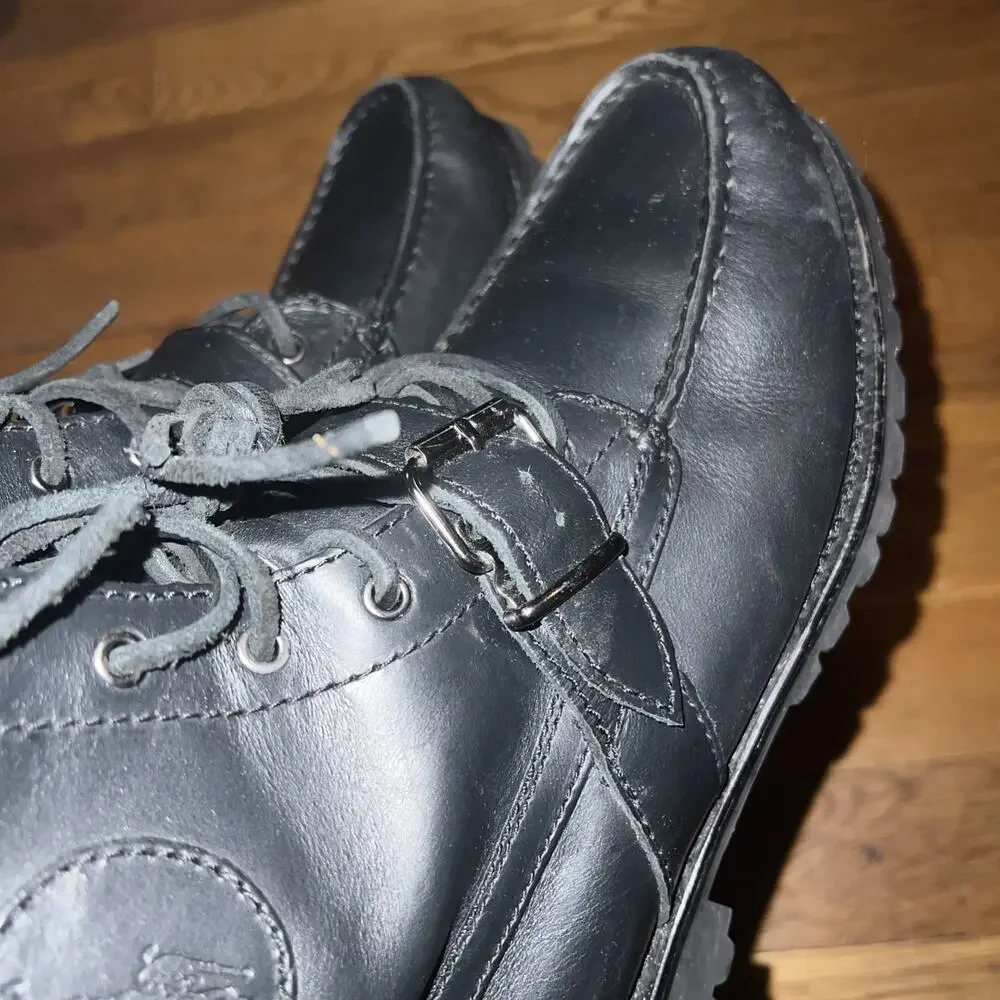 Polo Ralph Lauren Ranger Black Leather Army Boots Men Size 7.5/Women 9